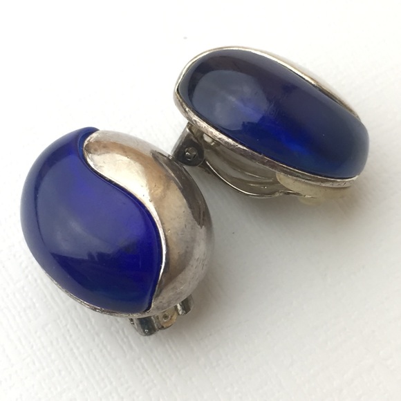 Givenchy Jewelry - Vintage Givenchy Rare Blue Lucite Clip On Earrings